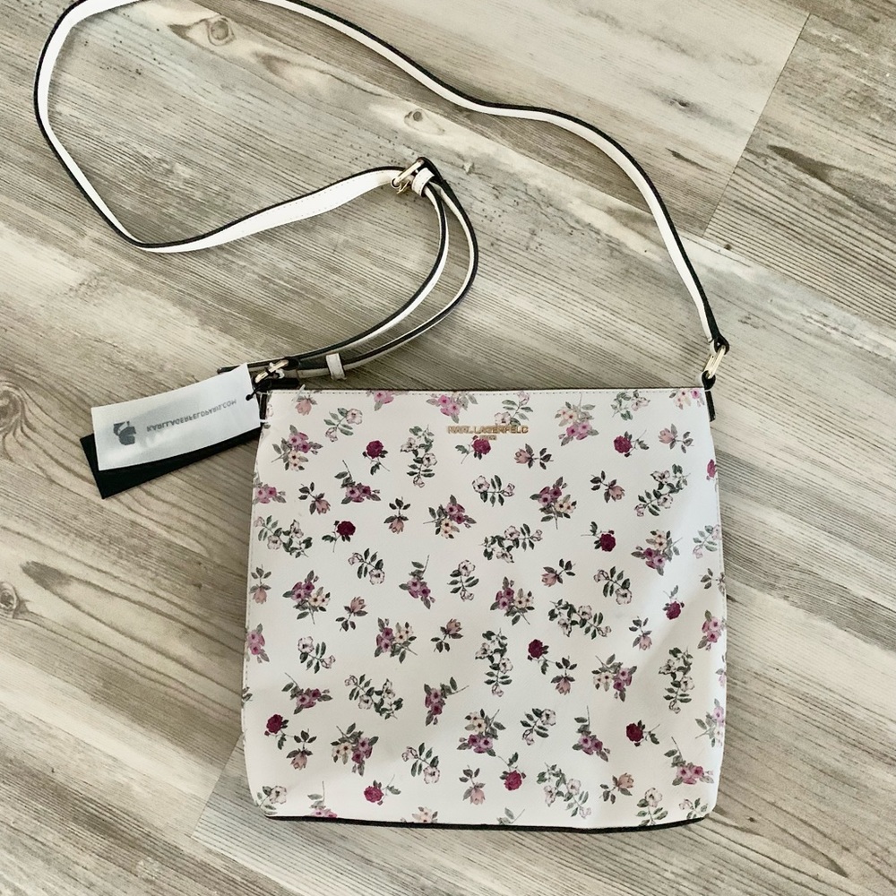 NWT Karl Lagerfeld floral cross body purse